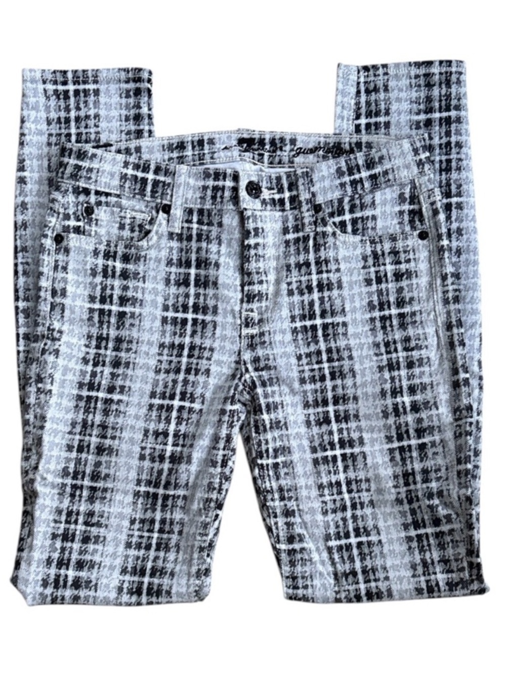 EUC 7 For All Mankind Gwenevere Jeans Houndstooth Black Grey Size 27